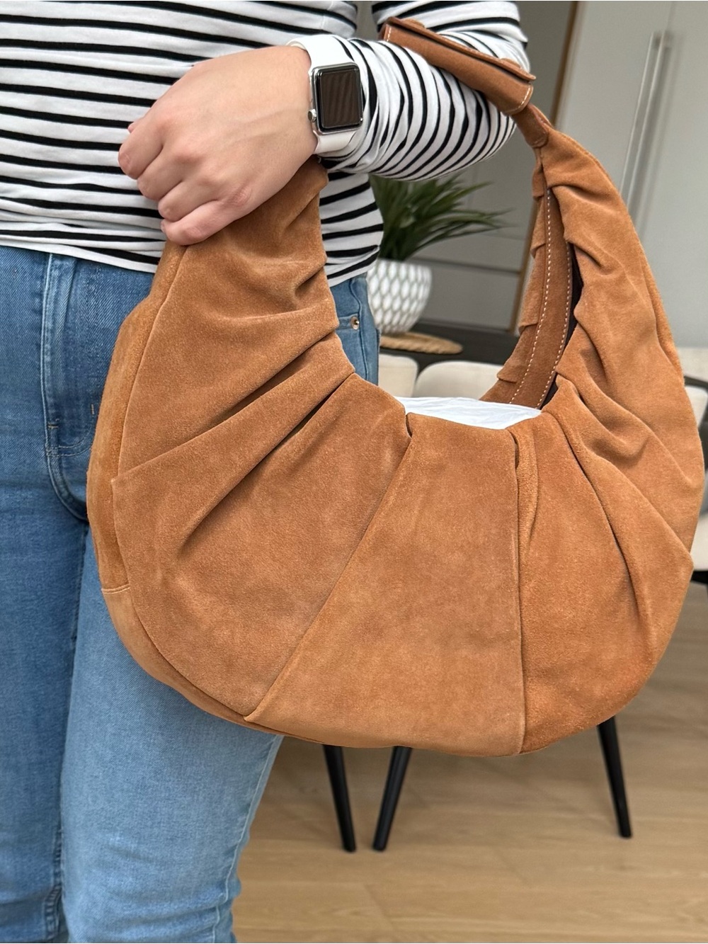 STAUD - Brown Suede Bag with Ruched Design - New - Picture 5 of 5